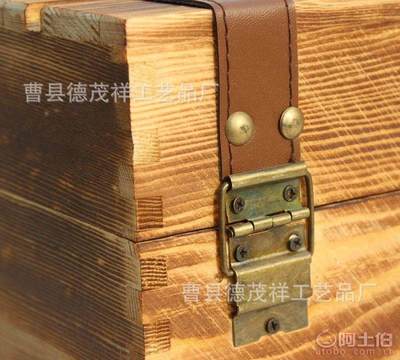 【松木六支装烤色红酒木盒仿古白酒包装礼品盒葡萄酒酒箱批发DMX1000835*26*20】曹县德茂祥工艺品厂 - 产品库