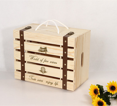 松木红酒木盒子包装六支装木箱通用酒盒进口葡萄酒箱木制中秋礼盒
