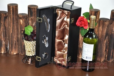 【木盒礼品包装盒 黑色葡萄酒包装木制酒盒红酒木盒 高档红酒包装】价格,厂家,图片,酒类包装,义乌市荣腾工艺品-