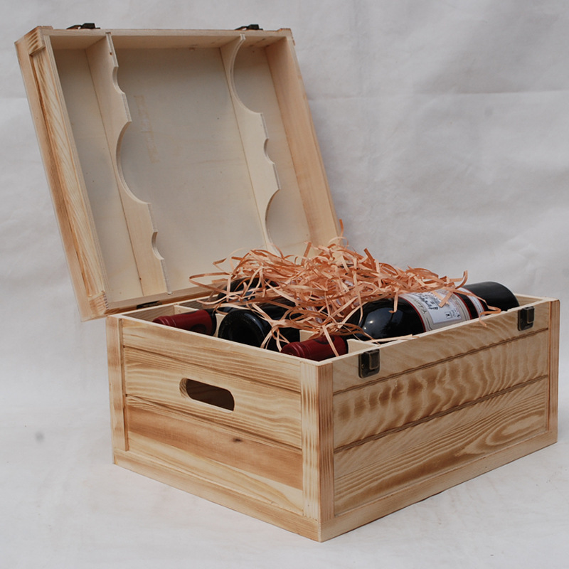 【红酒木盒 六支装实木翻盖烤色葡萄酒包装礼盒 厂家直销】图片,海量精选高清图片库_曹县普连集镇庆斌工艺品厂-中国网库