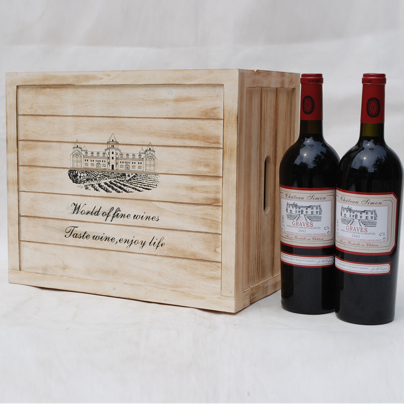 红酒木盒 六支装实木翻盖烤色礼盒，精选包装的典雅之选