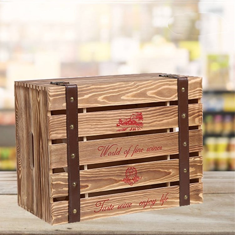 厂家直销六支装红酒木盒 翻盖式酒盒 通用红酒葡萄酒酒盒礼盒定制